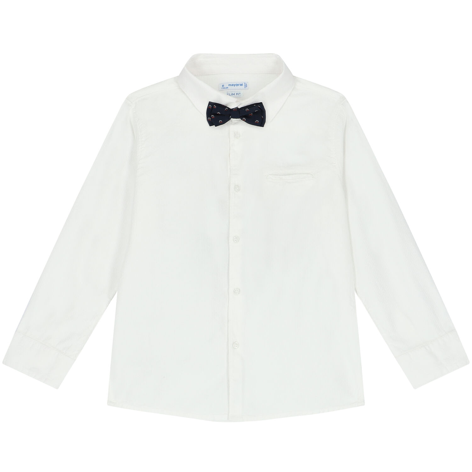 Boys White Shirt & Bow Tie, 1, hi-res